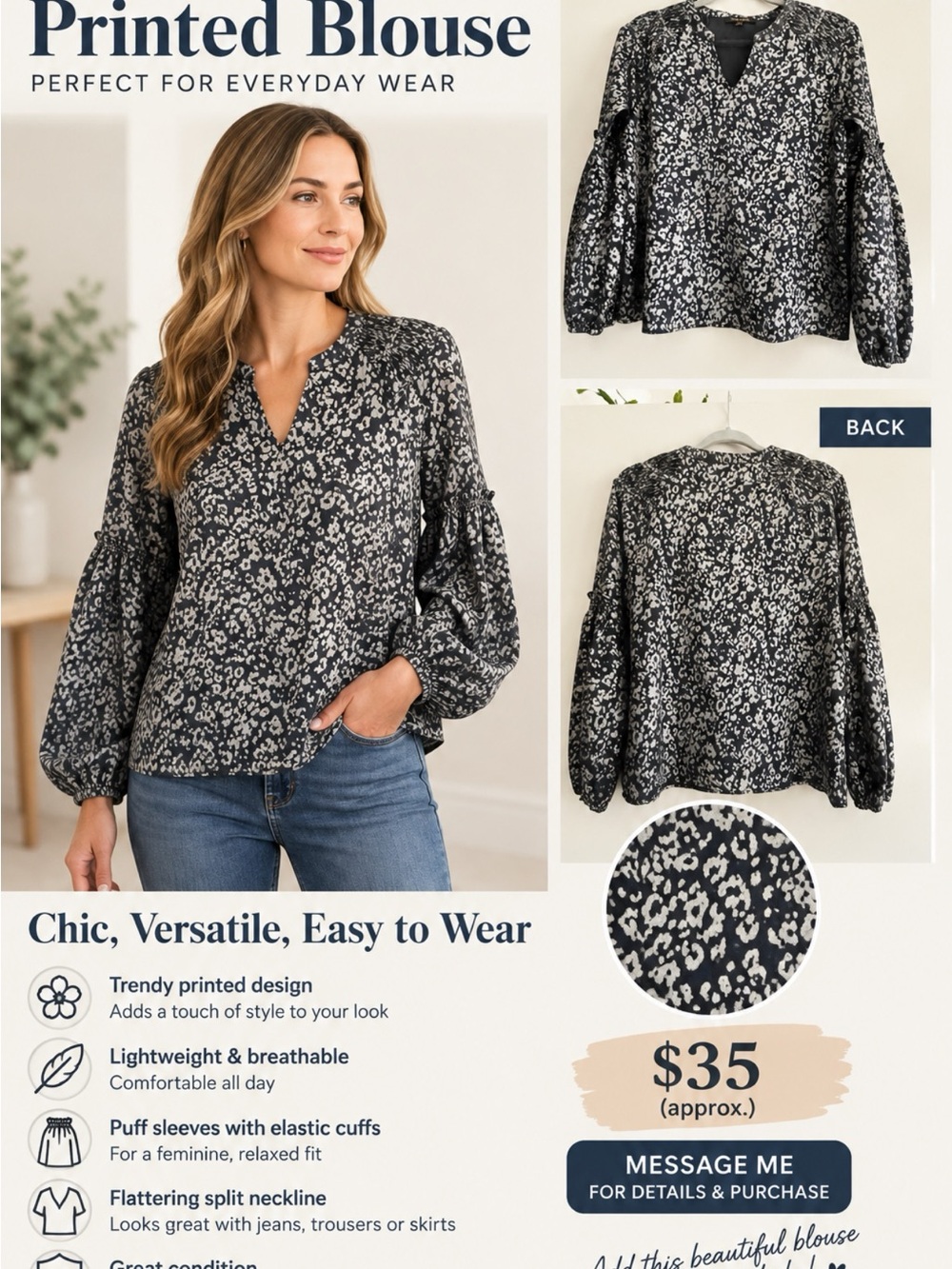 Elegant and Stylish Women's Printed Blouse